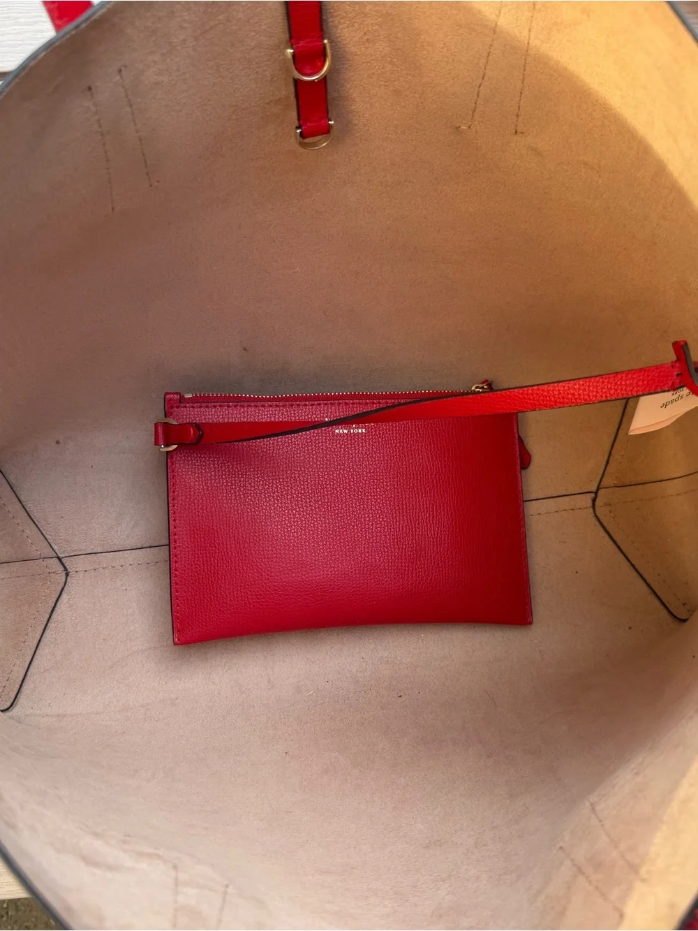 kate spade Red Leather Molly Large Tote with Pouch